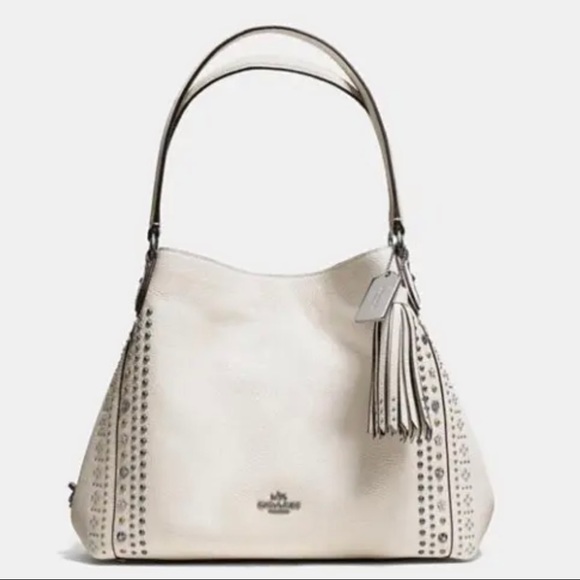 🤍🦄Coach Bandana Rivets Edie31 Shoulder Bag Chalk White F55544 MSRP $450.00 - Picture 3 of 16
